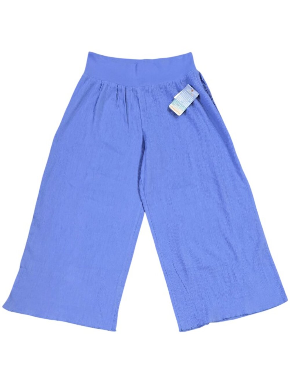 Fresh Produce NWT Periwinkle Blue Crinkle Gauze Cotton Wide Leg Capris Coastal